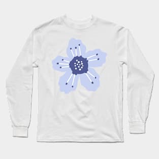 Pretty Blue Retro Flower Pattern Long Sleeve T-Shirt